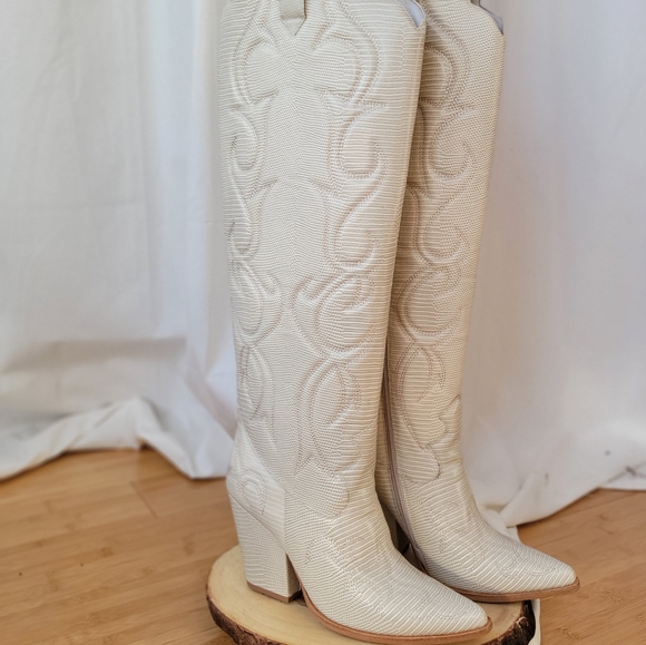 NEW! JEFFRY CAMPBELL ×  Deja Over-the-Knee Boots in TOUPE - Picture 2 of 9